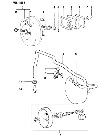 1987 Dodge Raider Spacer-Brake Booster Diagram for MB238088