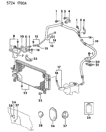 1985 Dodge Conquest Condenser, Air Conditioner Diagram