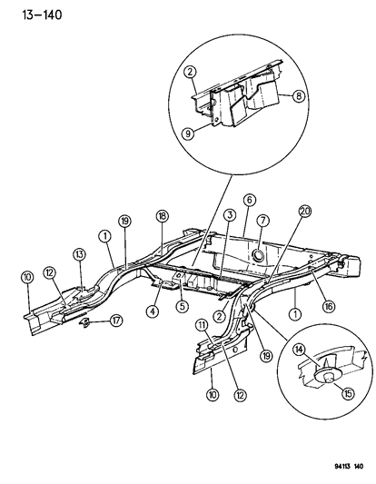 1994 Chrysler LeBaron GTC Frame Rear Diagram