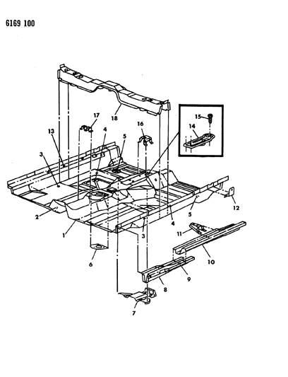 1986 Dodge Charger Floor Pan Front Diagram