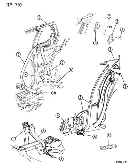 1994 Dodge Shadow Front Seat Inner Belt Assembly Diagram for HY49PD5