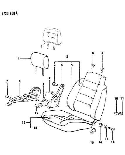 1987 Dodge Colt Front Right Seat Diagram