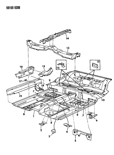 1990 Dodge Daytona Floor Pan Front Diagram