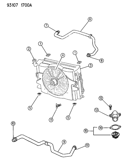 1993 Dodge Caravan Radiator & Related Parts Diagram 3