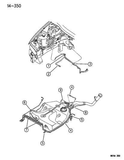 1996 Dodge Stratus Fuel Lines & Filter Diagram