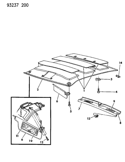 1993 Chrysler New Yorker Headliner - Visor - Silencers Diagram