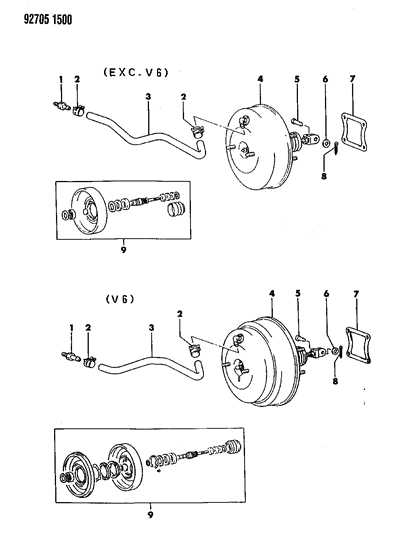 1992 Dodge Ram 50 Booster, Power Brake Diagram 2