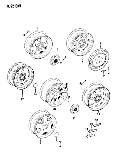 1988 Jeep Wrangler Wheel-Steel Diagram for 52004765