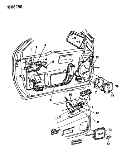 1990 Dodge Daytona Wiring & Switches - Door Diagram