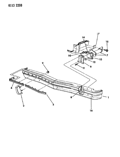 1986 Dodge Diplomat Bumper, Front Diagram