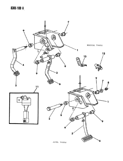 1988 Dodge Ram Wagon Brake Pedal Diagram