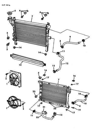1984 Dodge Charger Radiator & Related Parts Diagram