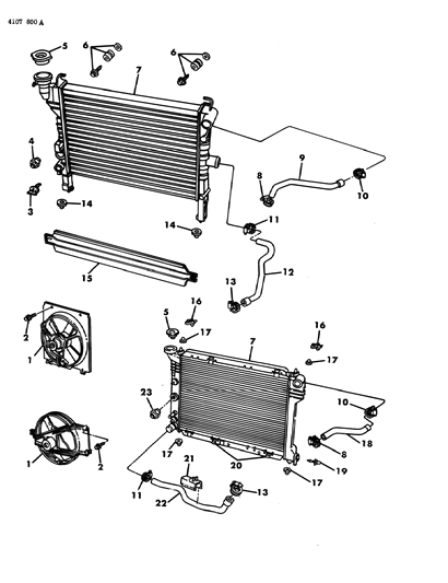 1984 Dodge Omni Radiator & Related Parts Diagram