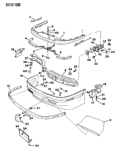 1991 Chrysler TC Maserati GROMMET-I.E.A. Bumper Diagram for 4194932