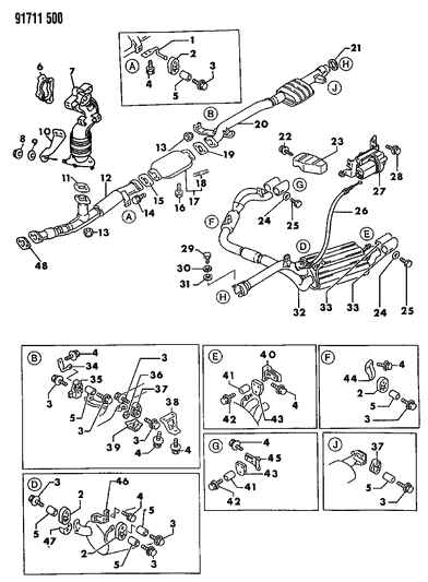 1991 Dodge Stealth Exhaust System Diagram 2