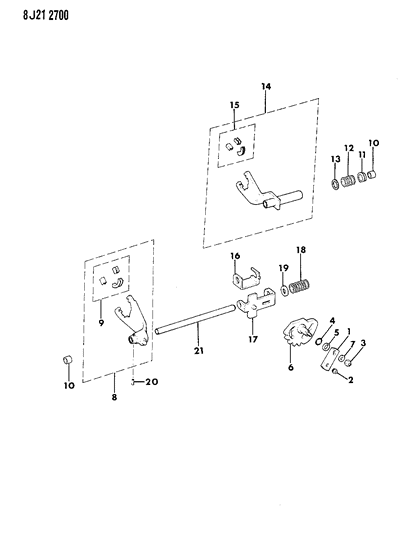 1990 Jeep Cherokee Forks, Rails - Shifting Diagram