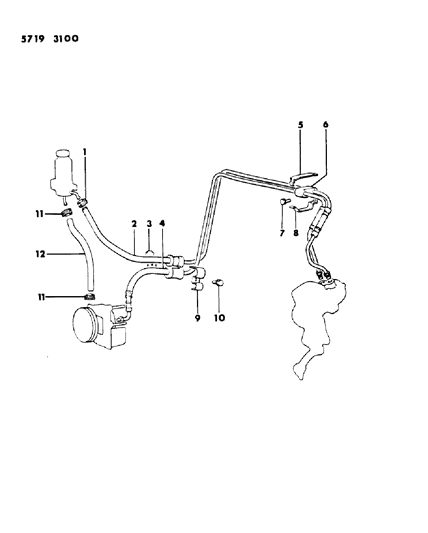 1985 Dodge Ram 50 Hose & Attaching Parts - Power Steering Diagram 3