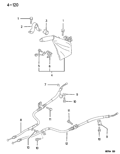 1995 Dodge Stealth Controls, Parking Brake Diagram 2