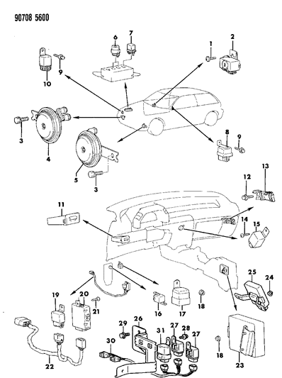 1990 Dodge Colt Electrical Relay Diagram for MB398020