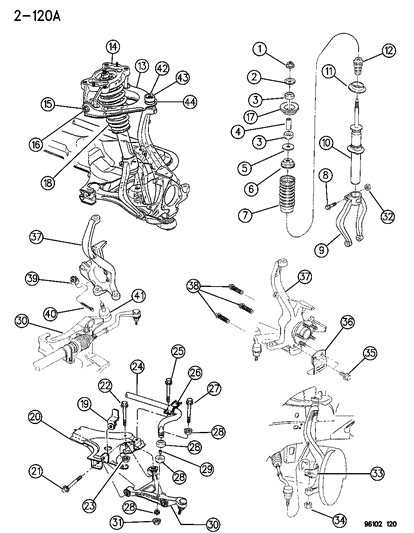 1996 Chrysler Cirrus Suspension - Front Diagram