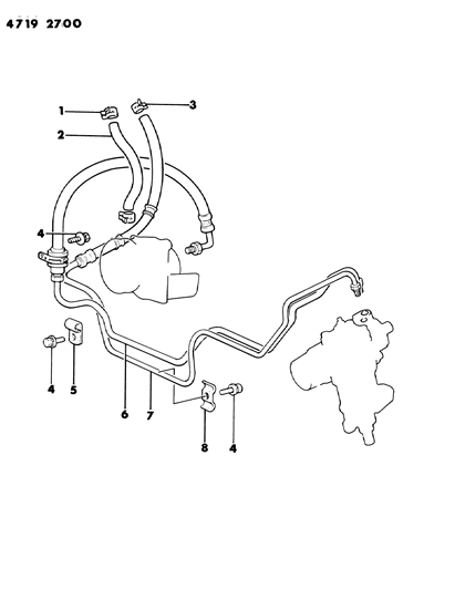 1984 Dodge Ram 50 Hose & Attaching Parts - Power Steering Diagram 4