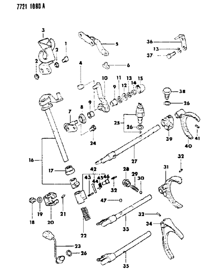 1988 Dodge Colt Washer M/T GEARSHIFT Equip Diagram for MD723290