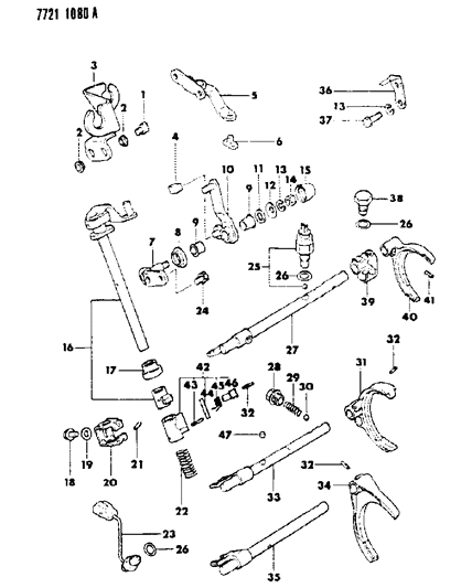 1988 Dodge Colt Control, Shift Diagram 2