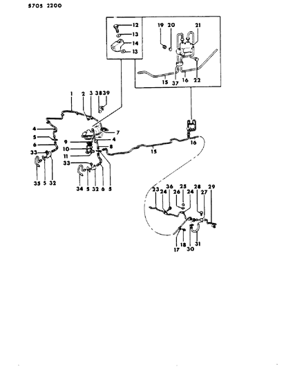 1985 Dodge Ram 50 Lines & Hoses Diagram 1