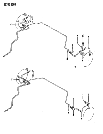 1992 Dodge Stealth Brake Lines & Hoses, Rear Diagram