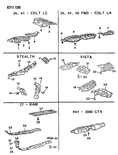 1993 Dodge Stealth Heat Shields - Exhaust Diagram