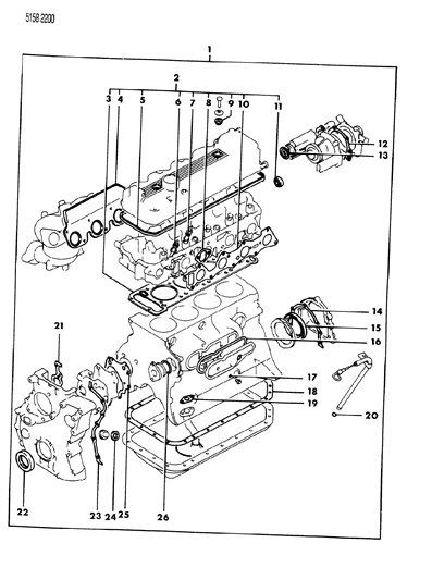 1985 Chrysler LeBaron Engine Overhaul Gasket Set Diagram