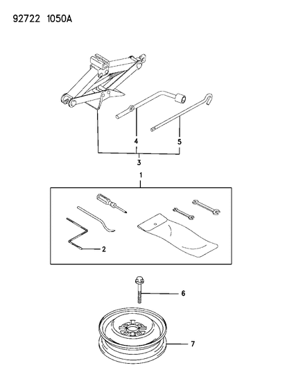 1993 Dodge Colt Clamp-Spare Tire Carrier Diagram for MB870008