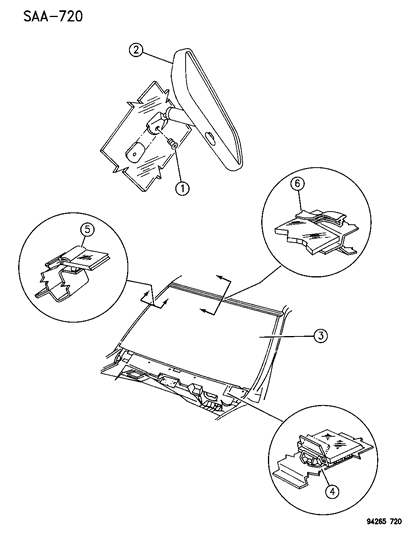 1995 Dodge Spirit Glass - Windshield & Mirror Diagram