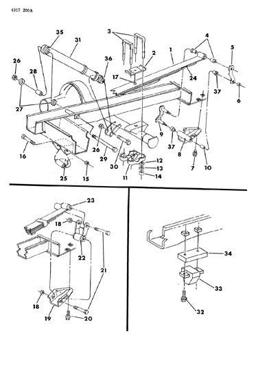 1985 Dodge Ram Wagon Suspension - Rear Leaf With Shock Absorber Diagram 2