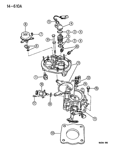 1996 Dodge Dakota Throttle Body Assembly Diagram for 4886525AA