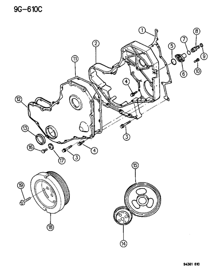 1994 Dodge Ram 2500 Timing Gear & Case & Cover Diagram 1