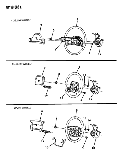 1991 Chrysler Town & Country Steering Wheel Diagram