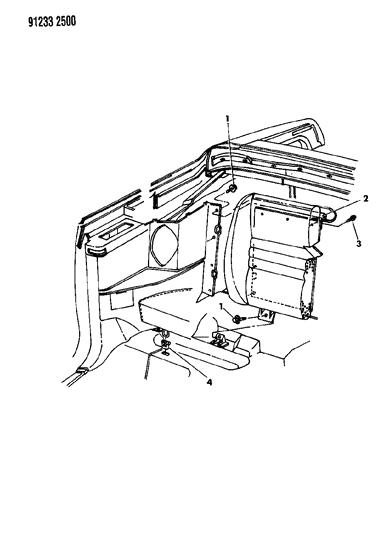 1991 Chrysler LeBaron GTC Seat - Rear Attachments & Slingwell Retainer Diagram