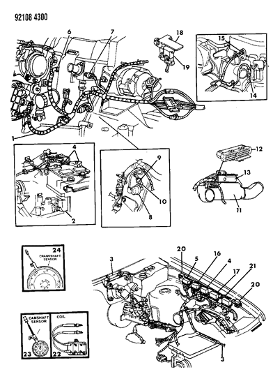 1992 Chrysler Town & Country Wiring - Engine - Front End & Related Parts Diagram