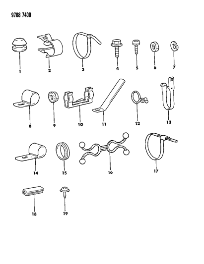 1989 Dodge Raider Attaching Parts - Wiring Harness Diagram