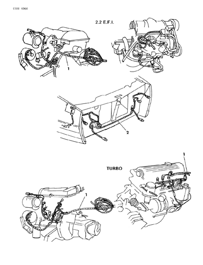 1984 Dodge Daytona Wiring - Engine - Front End & Related Parts Diagram 1