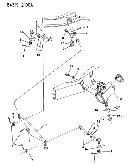 1984 Dodge D250 Gear & Linkage, Steering Diagram 1