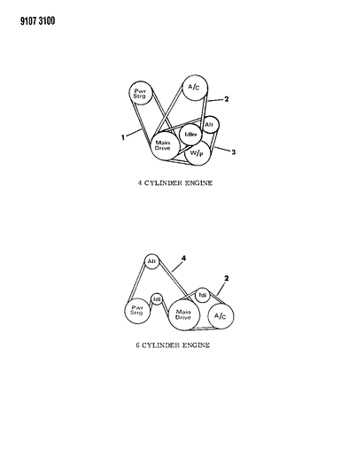 1989 Chrysler LeBaron GTC Drive Belts Diagram