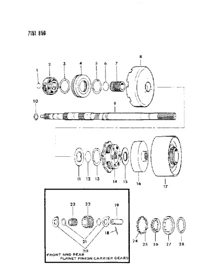 1987 Chrysler Fifth Avenue Gear Train & Output Shaft Diagram 1