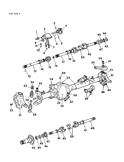 1985 Dodge D150 Axle, Front Diagram 1