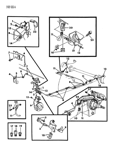 1985 Chrysler Town & Country Lines & Hoses, Brake Diagram