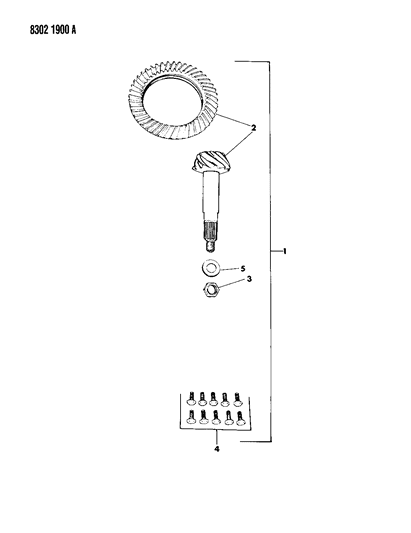 1988 Dodge W150 Gear & Pinion Kit - Front Axles Diagram 1