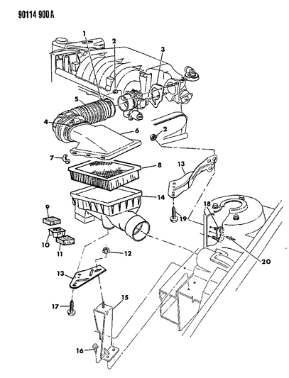 1990 Dodge Grand Caravan Air Cleaner Diagram 4