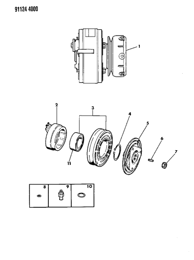 1991 Chrysler LeBaron Sedan A/C Compressor Diagram 1