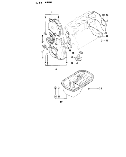 1985 Dodge Ram 50 Oil Pan & Timing Belt Cover Diagram 2